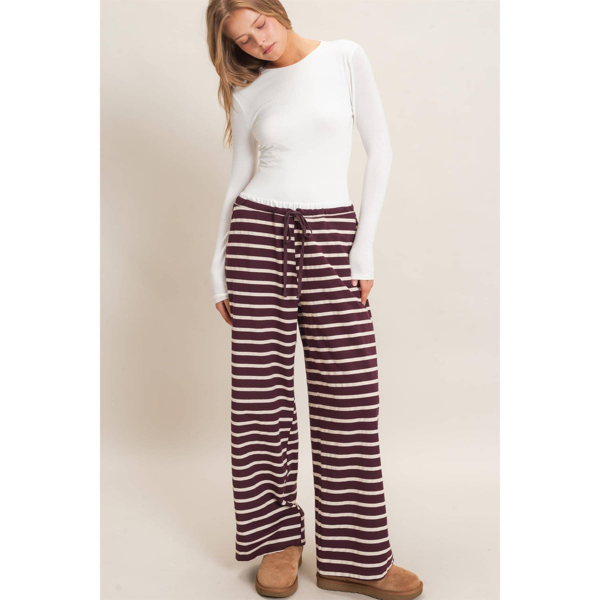 Striped Wide-Leg Pants