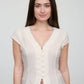 V NECK LACE TRIM BUTTON DOWN BLOUSE