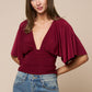 Plunging Short Sleeve Fitted Top