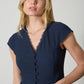 V NECK LACE TRIM BUTTON DOWN BLOUSE