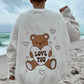 Teddy Bear Embroider Sweatshirt: Seashell Ivory