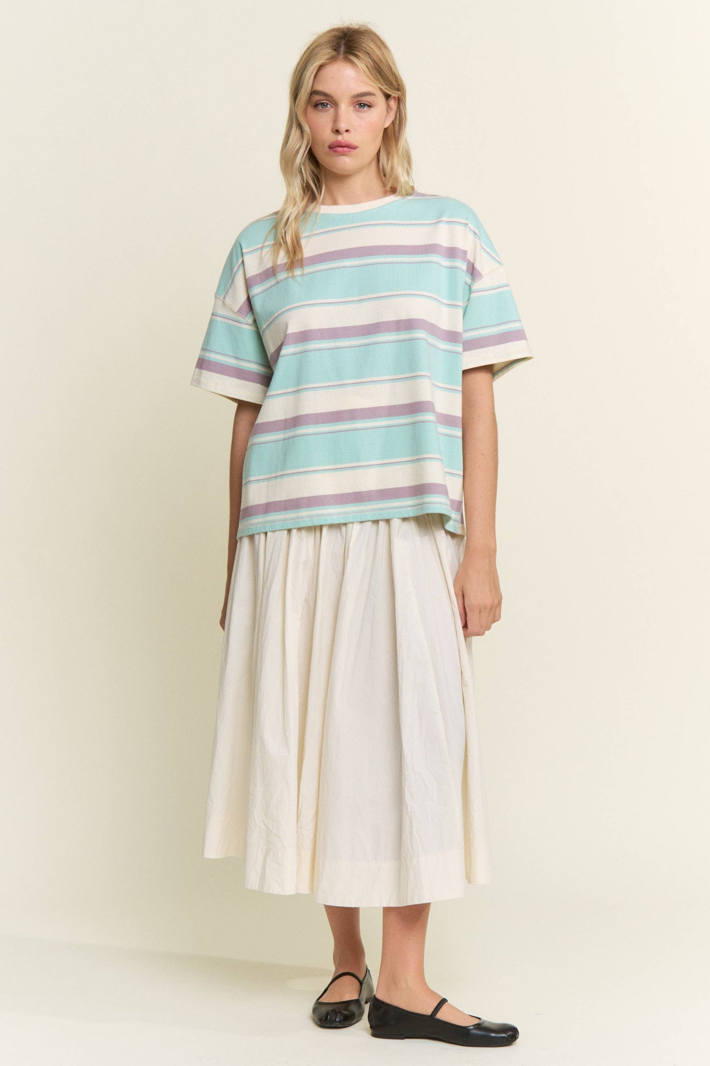 Stripe Oversized Short Sleeve Top