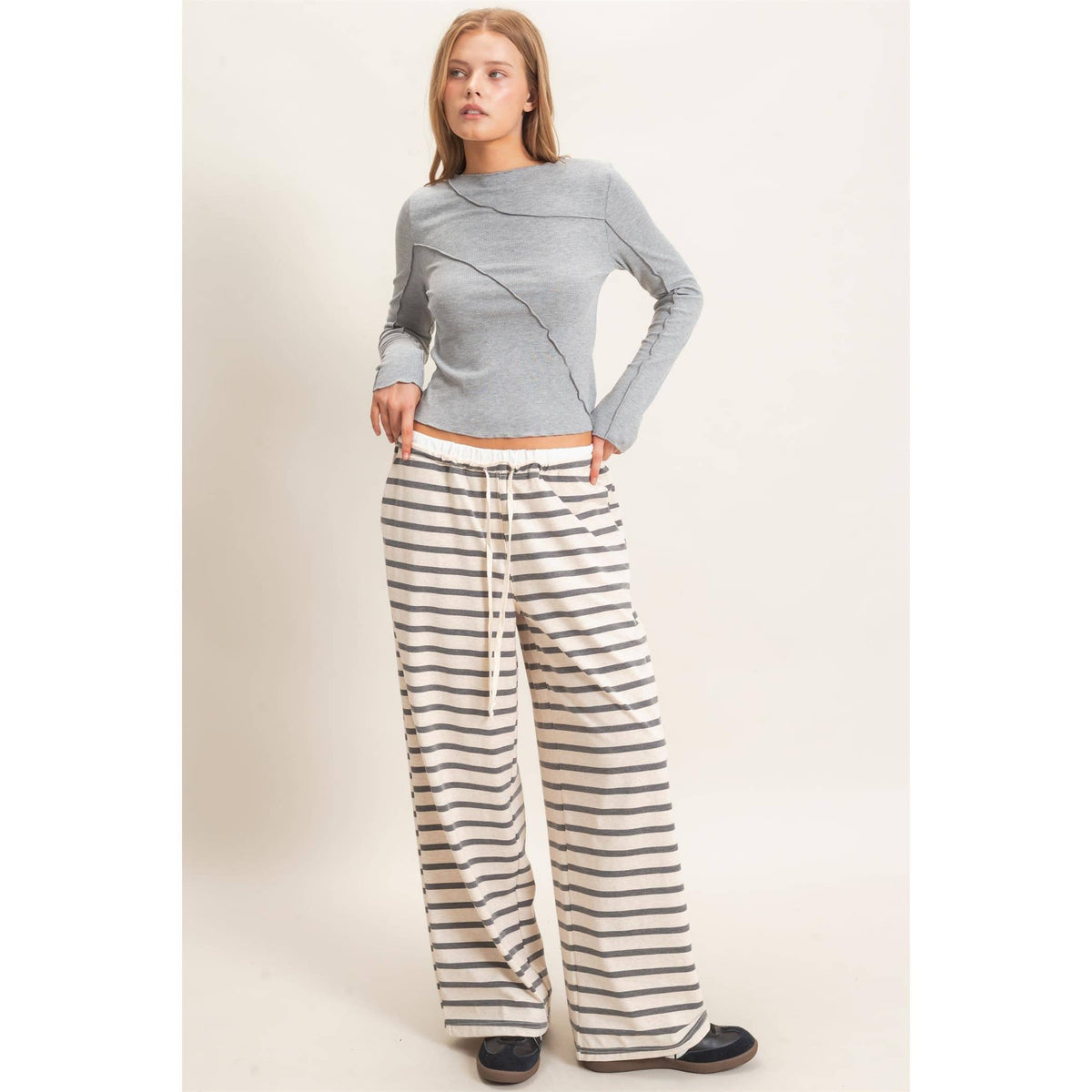 Striped Wide-Leg Pants