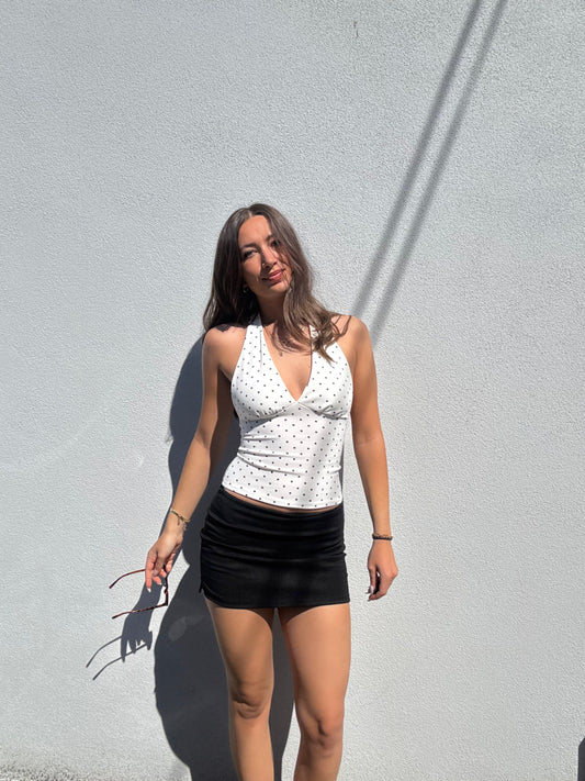 Double Lined Black Mini Skort