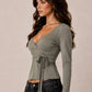 WRAP PLUNGE LONG SLEEVE TOP