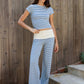 BRISA French Terry Stripe Foldover Pants