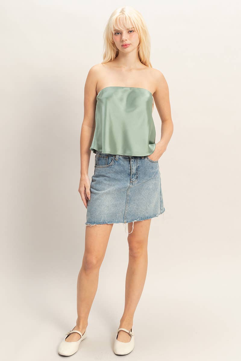 Satin Strapless Tube Top