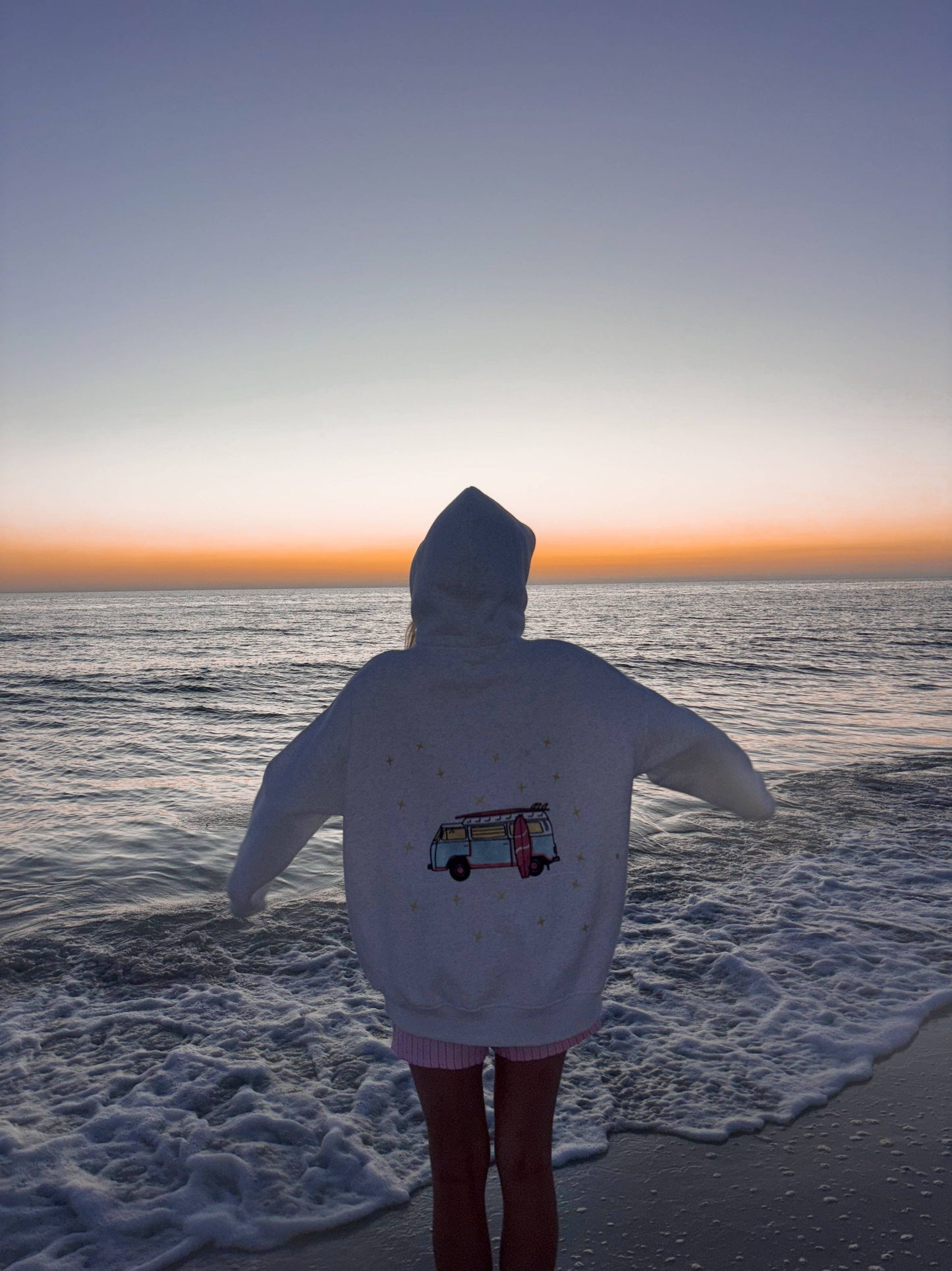 Pearl Grey Van Star Embroider Hoodie