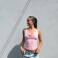 Pink Cross Strap Tie Back Top
