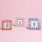 Hand-painted Ceramic Photo Frame, Blue Stripe