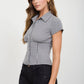 GINGHAM COLLARED SHORT SLEEVE TOP