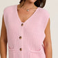 Pink Button Knit Sweater Vest