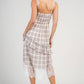 PLAID HEMMED LACE TRIMMED DRESS