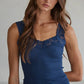 Knit Seamless Ribbed Tank Top with Lace Trim
