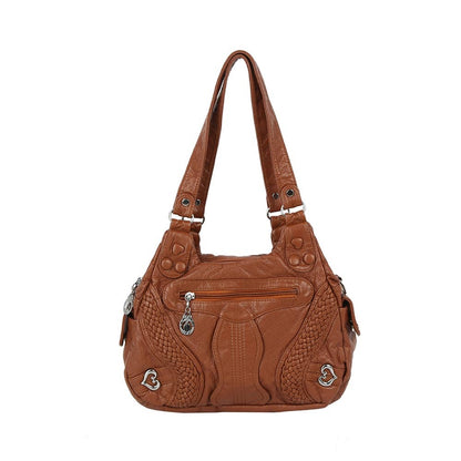Intricate Faux Leather Shoulder Bag