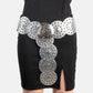 Faux Leather Grommet Disc Chain Belt