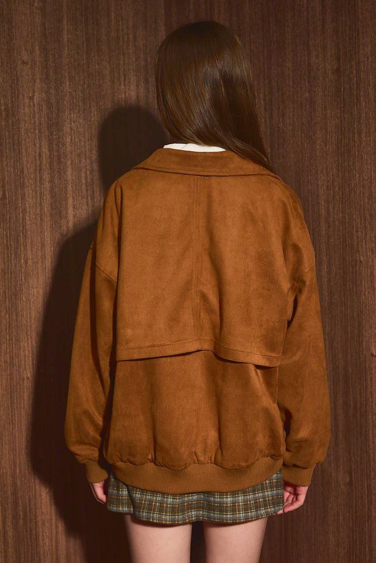 OVERSIZED SUEDE BOMBER JACKET