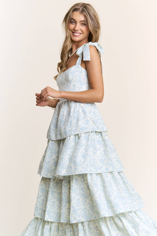 Floral Print Tiered Midi Dress