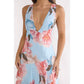 Flower V-Neck Tiered Maxi Dress