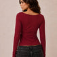 WRAP PLUNGE LONG SLEEVE TOP
