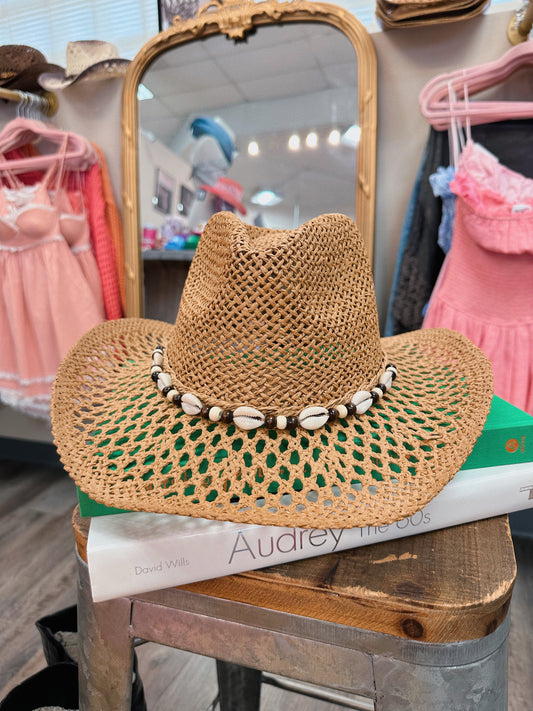 Brown Seashell Cowgirl Hat