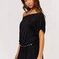 Bold Edge Metal Eyelet Boat Neck Mini Dress