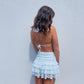 Floral Lace Ruffle Open Back
