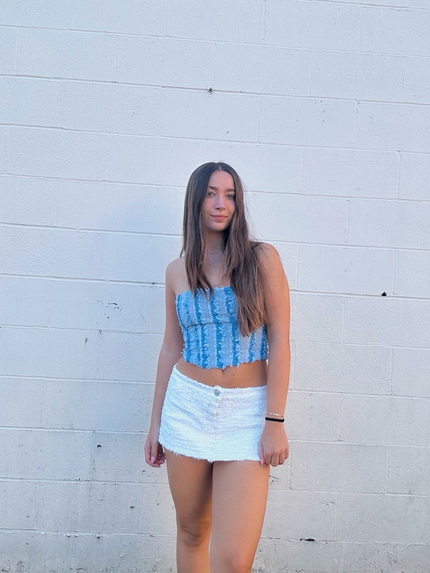 Distressed Denim Top