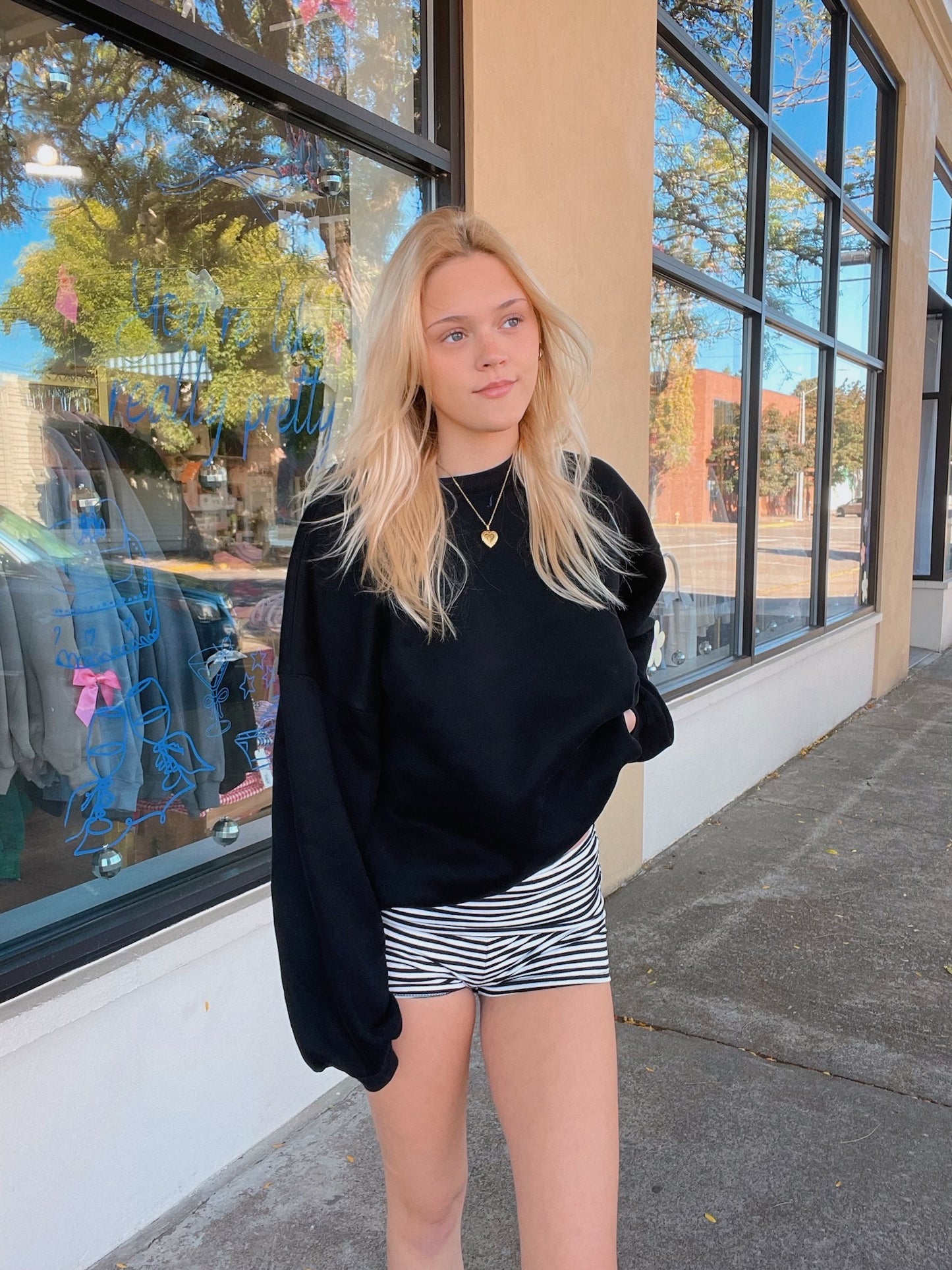 Black Striped Mini Shorts