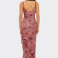 Ruffle Trim Slit Front Maxi Dress