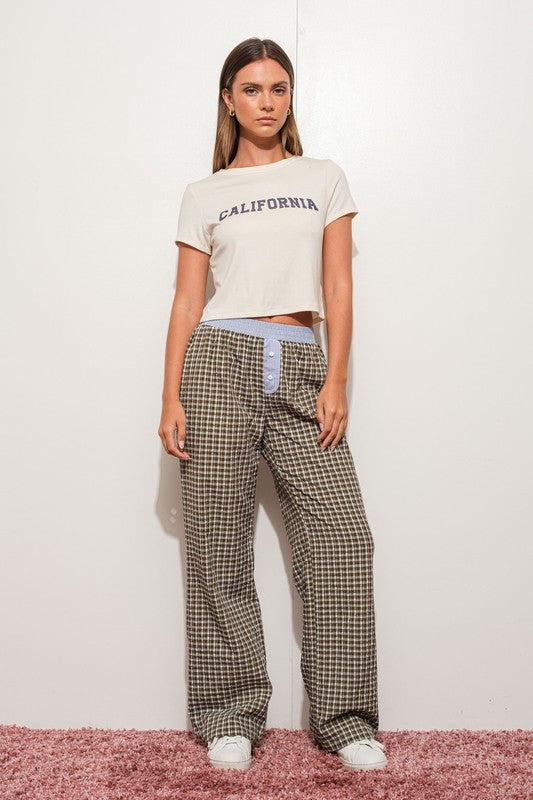 Plaid Contrast Bottoms