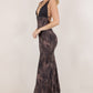 Animal Print Lace Contract Open Back Maxi Dress