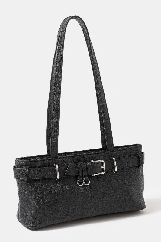 Belt Strap Textured Leather Hand Bag
