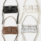 Glossy Leather Rivet Trim Shoulder Bag