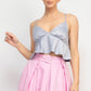Satin Back-Shirred Crop Top