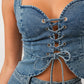 Front Lace Denim Corset