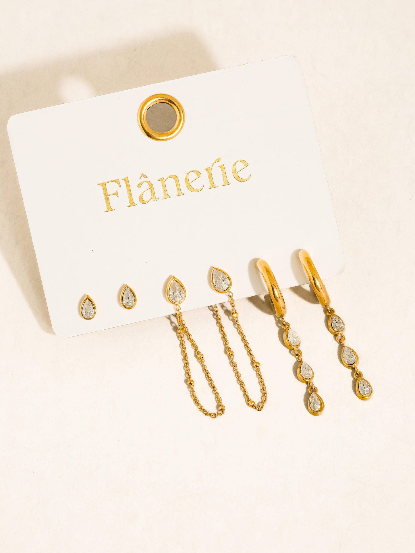 Finley  Non-Tarnish CZ Chain Drop Earring Sets