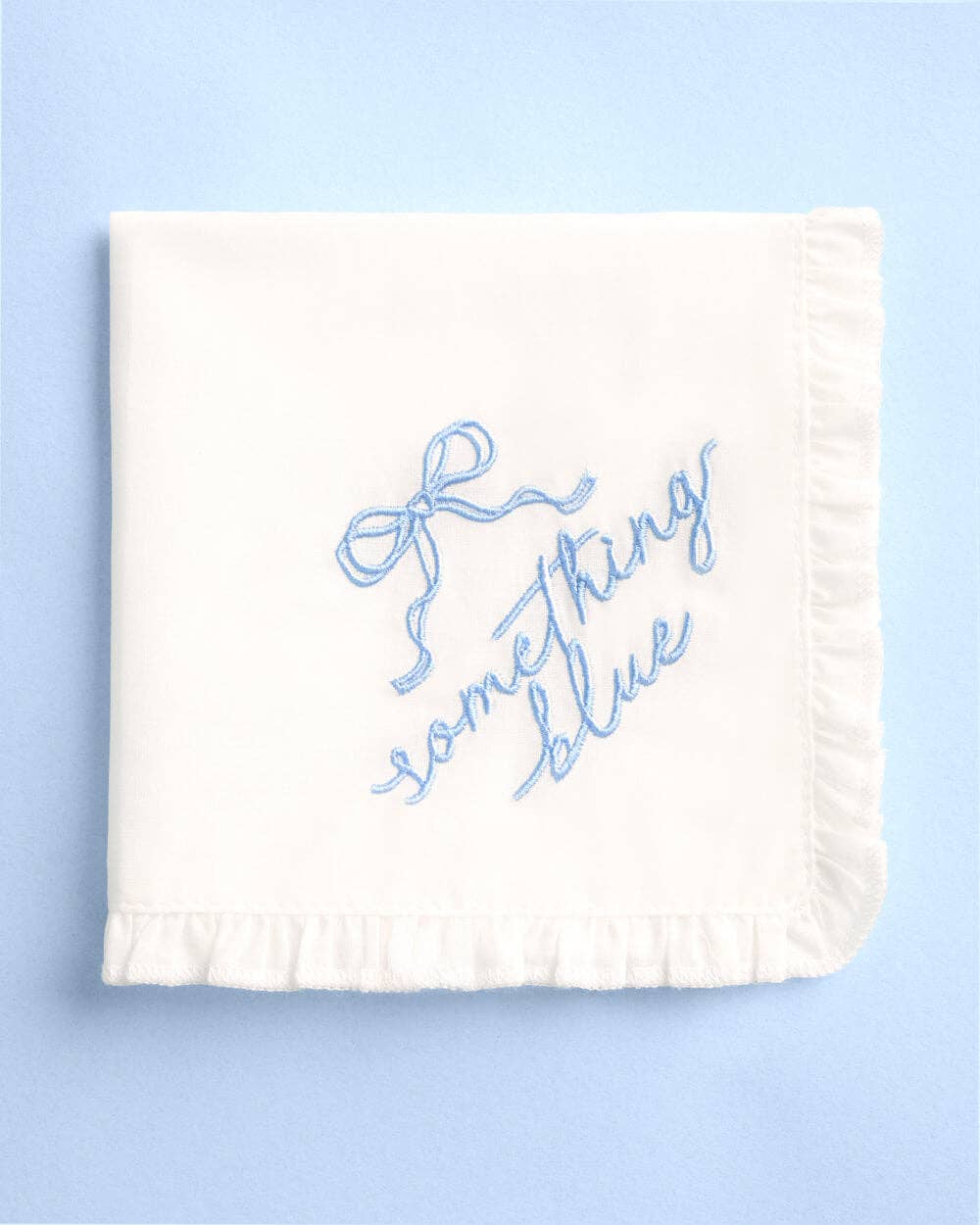 Something Blue Hanky - embroidered handkerchief, Bride Wedding Gift