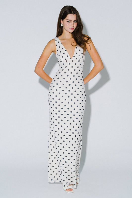 Chic Mesh Polka Dot Maxi Dress
