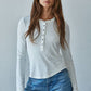 Long Sleeve Half Button Up Top