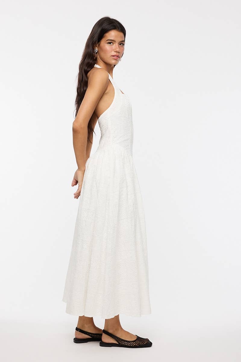Bohemian Style White Halter Dress