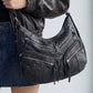 Multi Zipper Pocket Leather Hobo Bag