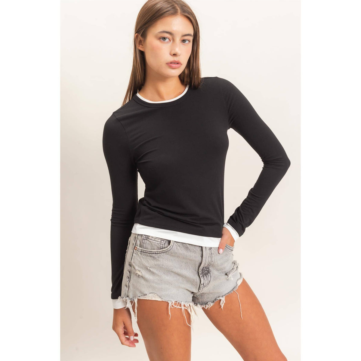 Layered Effect Long Sleeve Top
