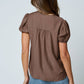 EMBROIDERED LACE TRIM PINTUCK DETAIL TOP
