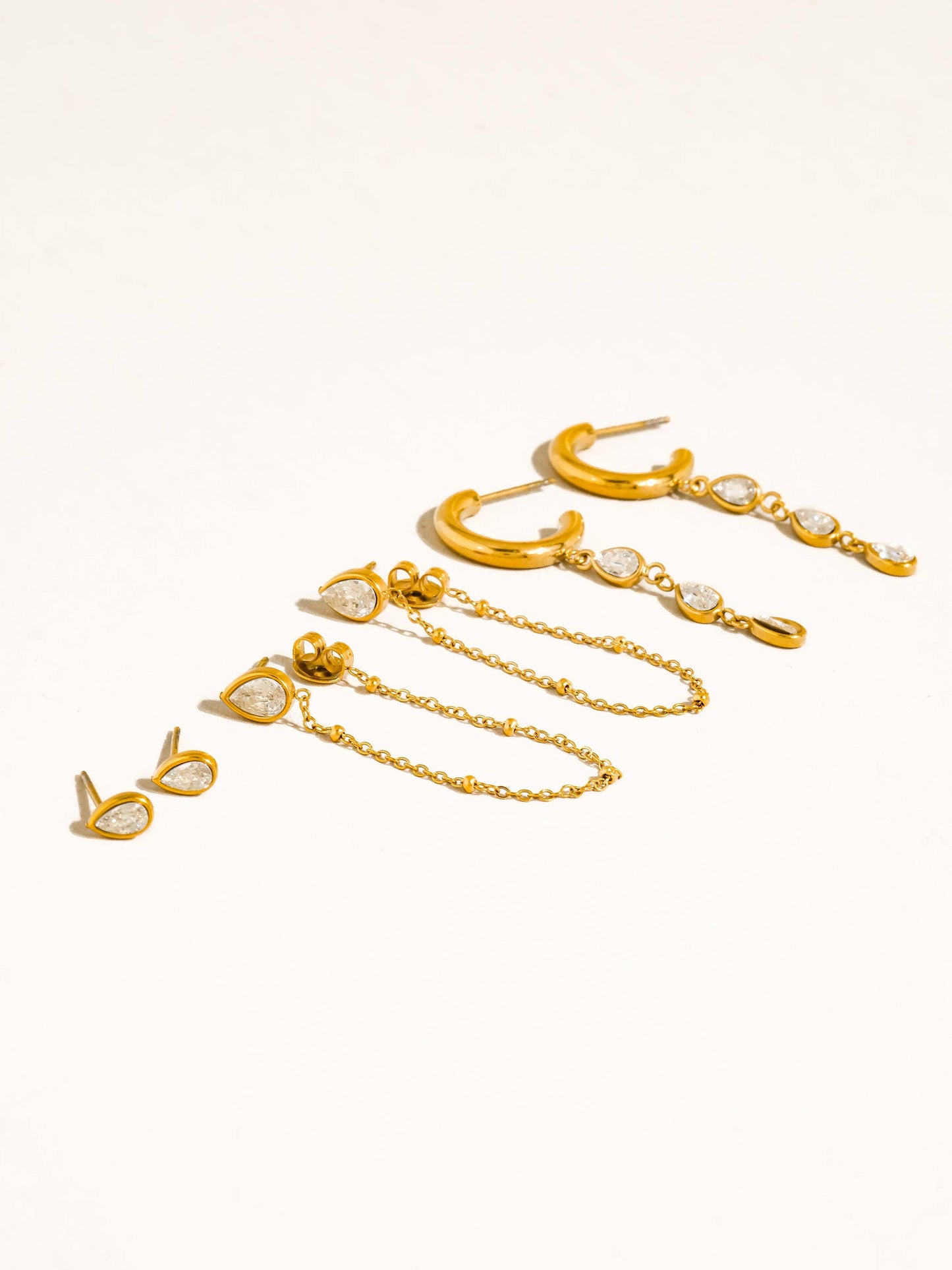 Finley  Non-Tarnish CZ Chain Drop Earring Sets