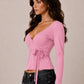 WRAP PLUNGE LONG SLEEVE TOP