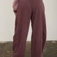 SMOCKED WAIST DRAWSTRING BARREL LEG SWEATPANTS