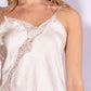 LACE TRIM ASYMMETRIC HEM CAMI SATIN TOP