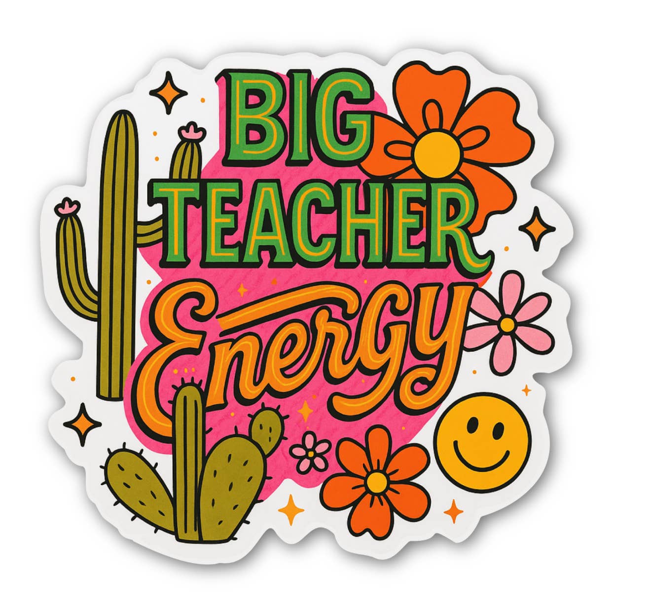 Big Teacher Energy Sticker – Fun Gift for Educators