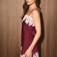 Lace Trim Burgundy Top